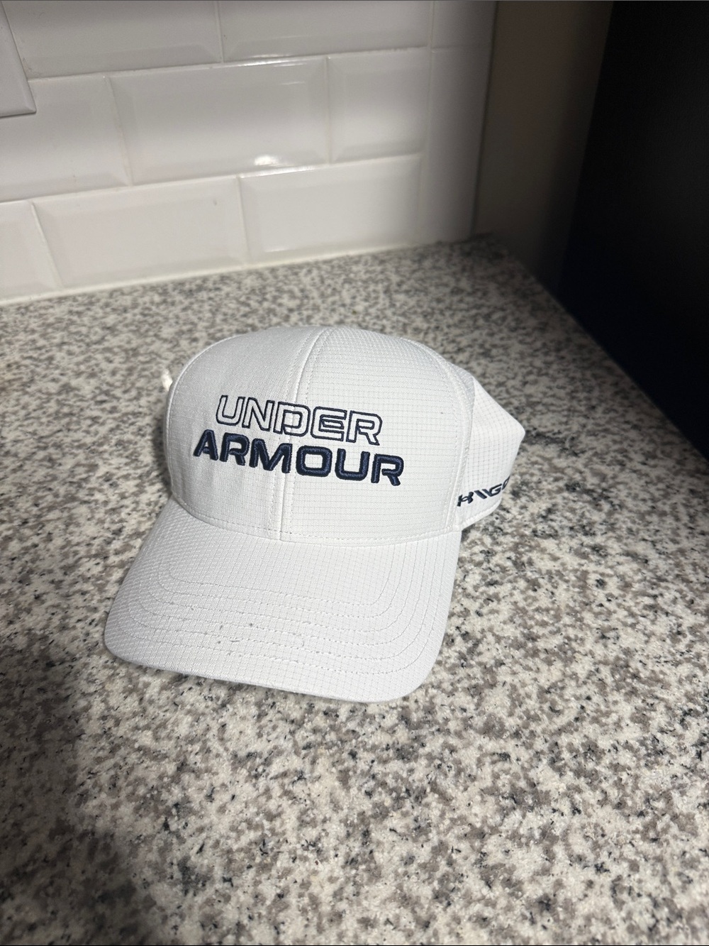 Under Armour White Men's Performance Hat with Black Logo
